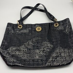 Tommy Hilfiger faux Black Patent Leather Tote